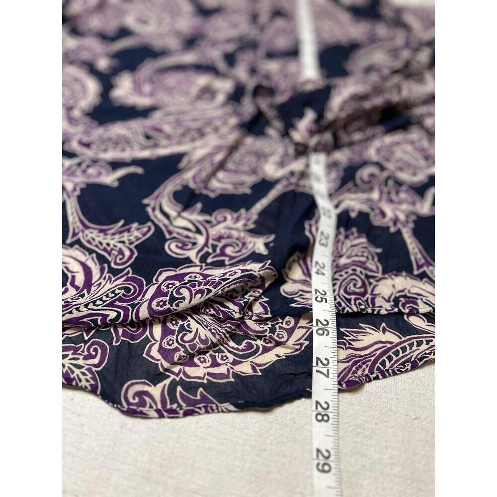 Lucky Brand Navy Paisley‎ Semi Sheer Boho Peasant Tunic Top Shirt Women Size XL - Picture 6 of 6